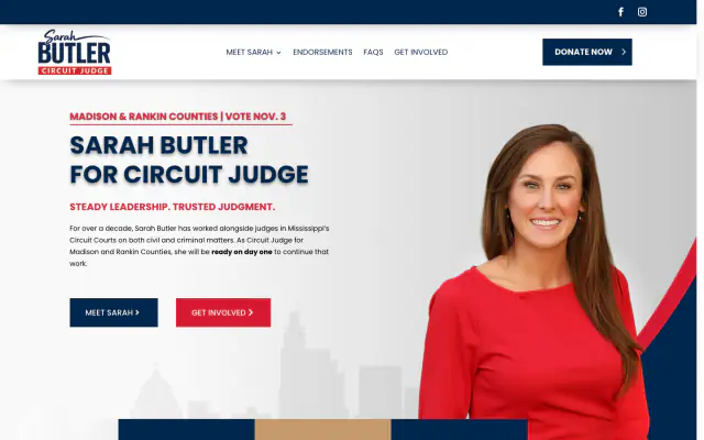 Sarah Butler for Circuit Judge website homepage