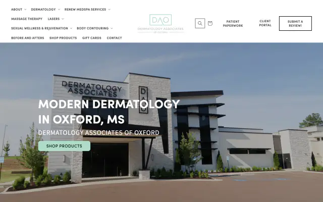 Dermatology Associates of Oxford website homepage