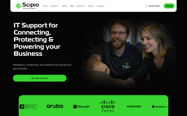 Scipio Technologies website homepage