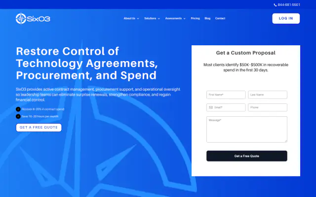 SixO3 website homepage